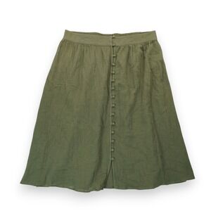 NWT Single Thread Midi Skirt Green Elastic Waist Size Large ~ Women's~  MSRP $78